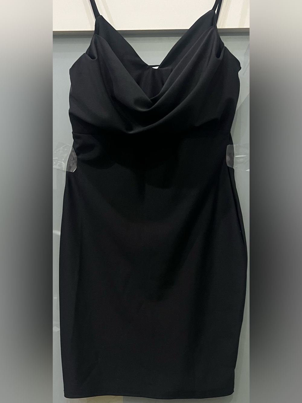 ASA Black Padded Cowl Neck Slip Dress with Spaghetti Straps Size Small